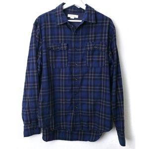 FRAME Blue Plaid Button Up Shirt Classic Fit L XL